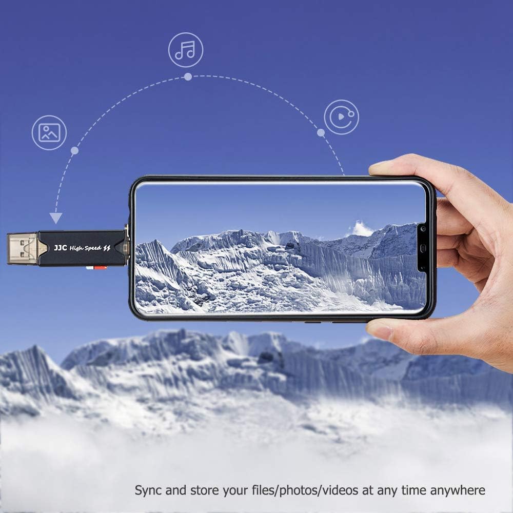 JJC USB 3.0 SD Micro SD Card Reader with Storage Holder, USB C USB A Plus OTG for SD SDHC SDXC Micro SD Micro SDHC Micro SDXC TF Memory, Compatible with Computer, Laptop, OTG Enable Phone and Tablet