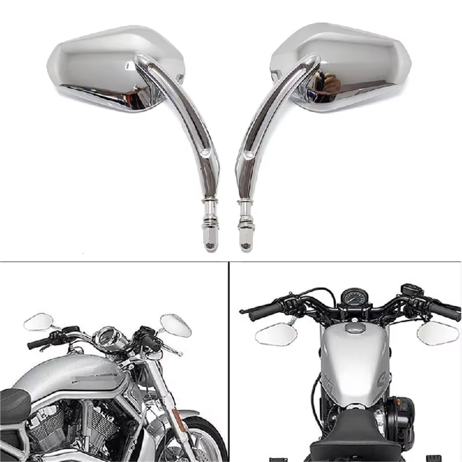 Specchietto retrovisore per Moto, Sinistro e Destro, per Davidson Street Glide Road King, Nero e Cromato, specchietto Laterale di Ricambio per Moto (Cromo)