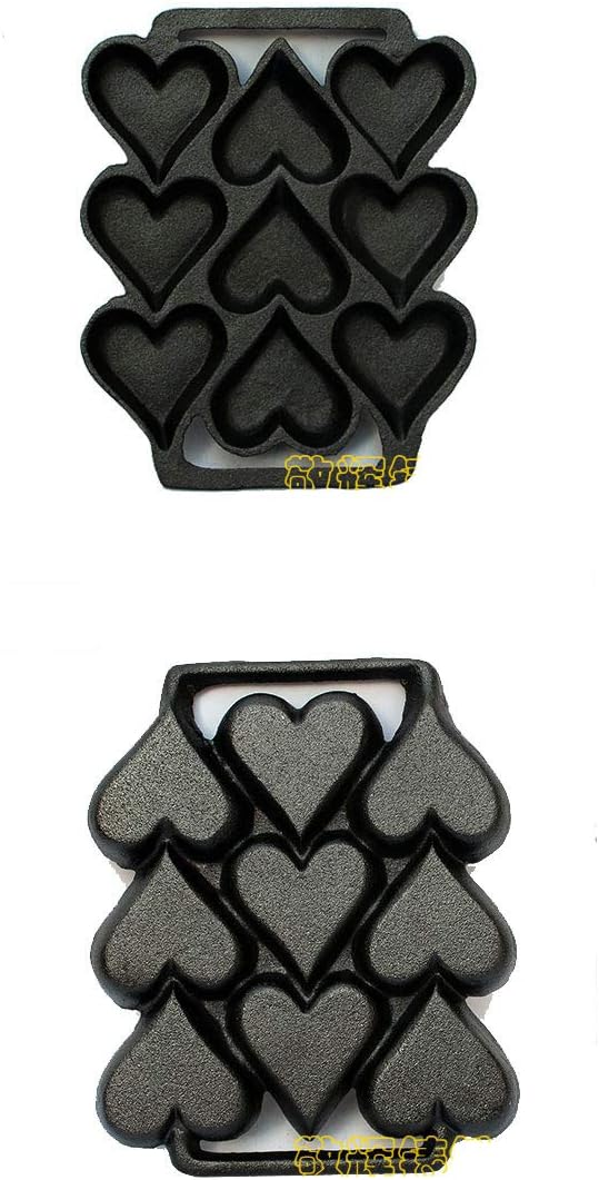 LI-GELISI Takoyaki Pan, 9 Molds, Cast Iron, Heart Shaped Egg Pot Danish Stuffed Pancake