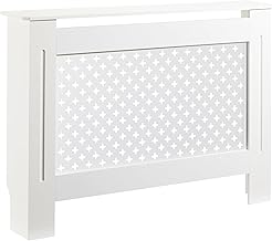 Toboli Radiator Cover White 112 x 19 x 82 cm Oxford Style Decorative Design Compact Radiator Protector for Living Room Hallway Children Pets Furniture Trim Home Heating Indoor