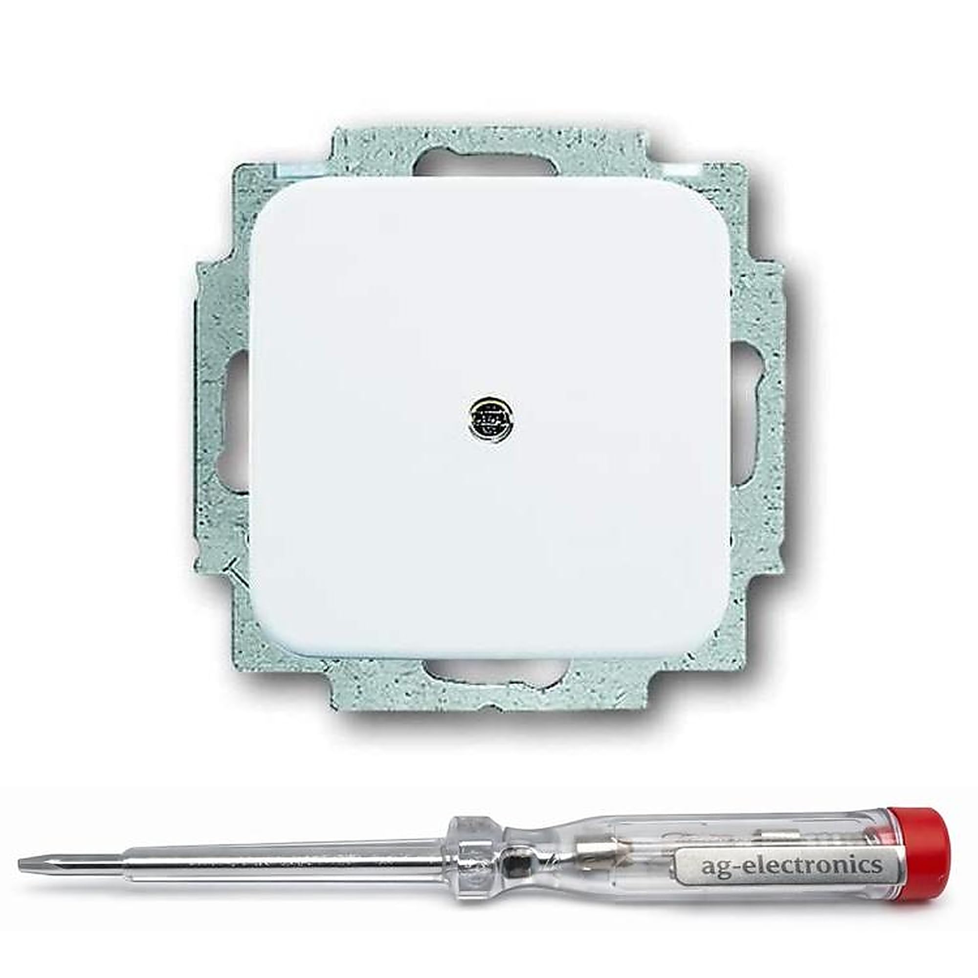 Spannungsprüfer 120-250V® + BUSCH-JAEGER Blindabdeckung 2538-214 alpinweiss alpinweiß