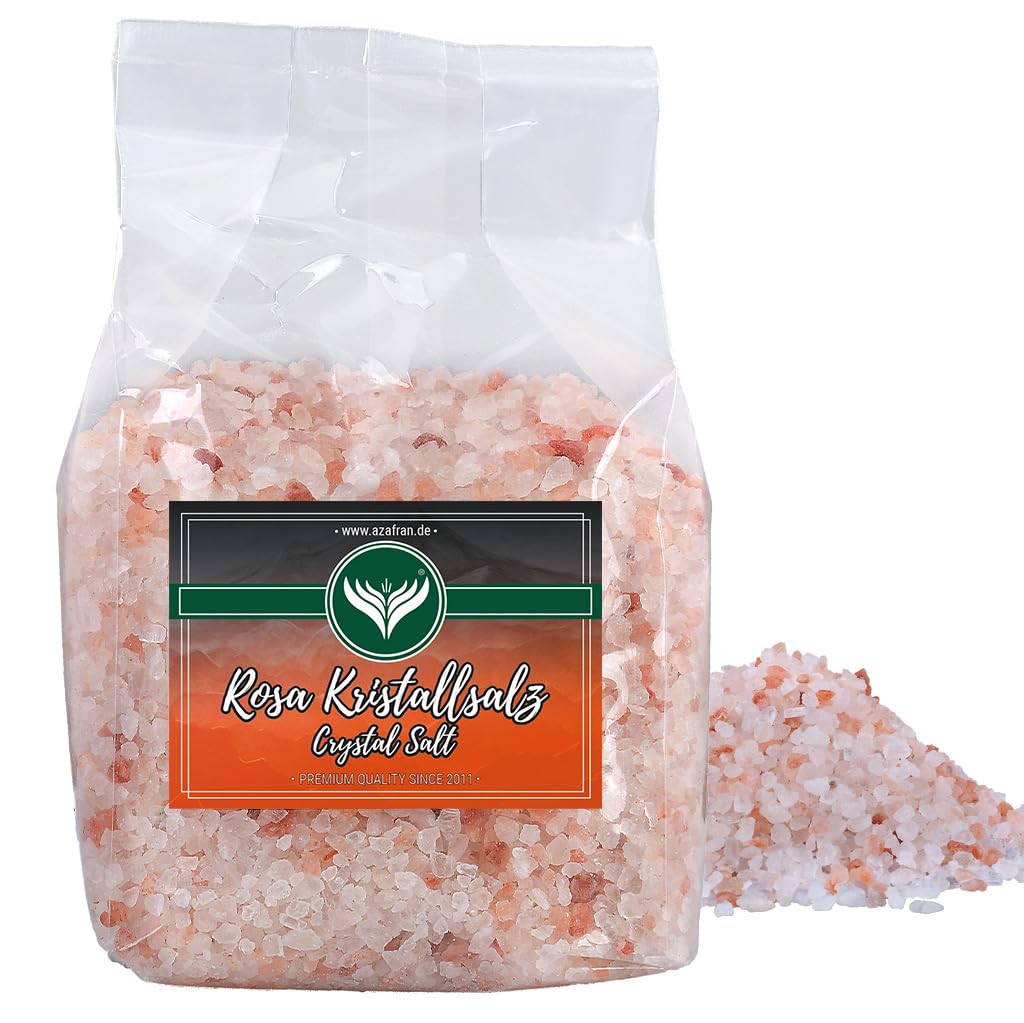 Azafran Rosa Kristallsalz (bekannt als Himalaya Salz) Steinsalz grob 2-5mm 1kg