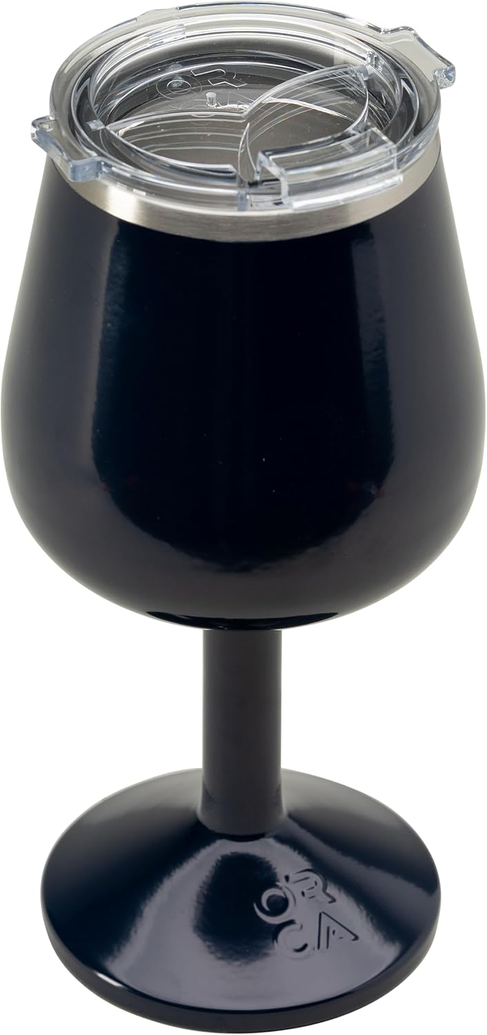 ORCA Vino 15oz | Temperature Insulated Mug, Vacuum Sealed Stainless Steel Wine Glass with Lid, Cup Keeps Drinks Ice Cold or Hot — Navy