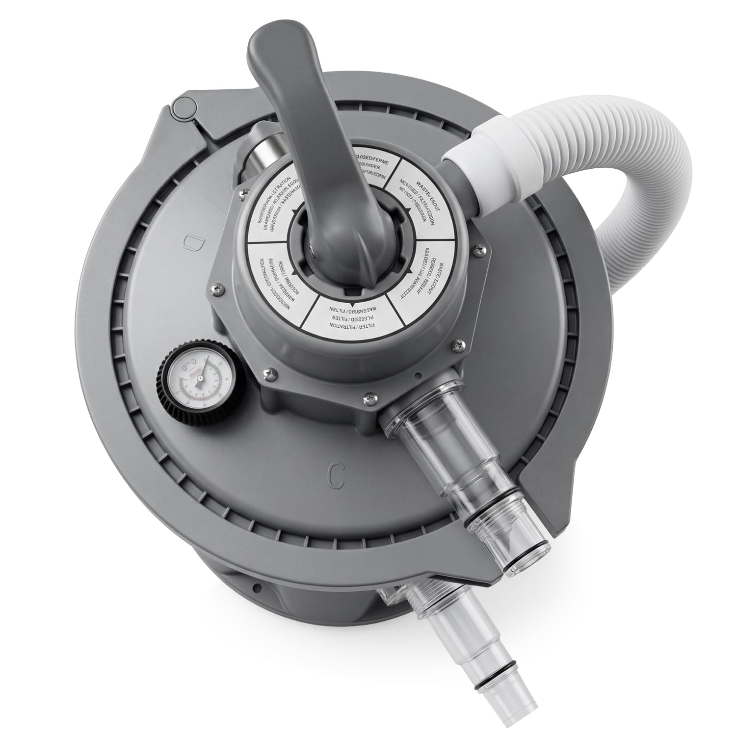 VirtuFit Filtro de arena 800 GPH (3028 L/h) – Bomba de filtro para piscina de 32 mm de diámetro, conexión para piscina elevada, con válvula multidireccional y función de lavado posterior, purificación