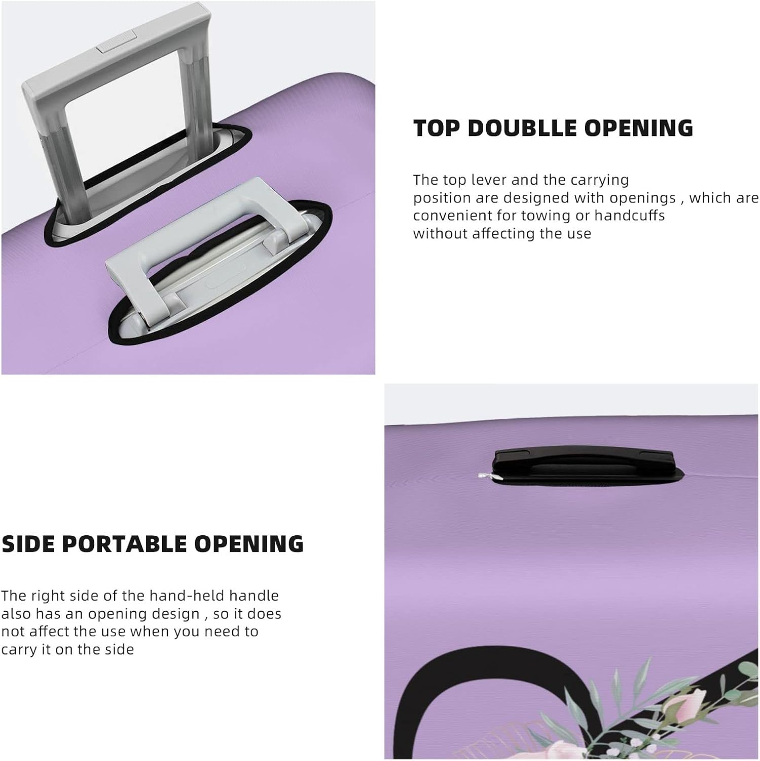 review Flower Lette R Purple Luggage Cover Elastic Washable Stretch Suitcase Protector Anti-Scratch Travel Suitcase Cover for Kid and Adult L (25-28 inch suitcase)