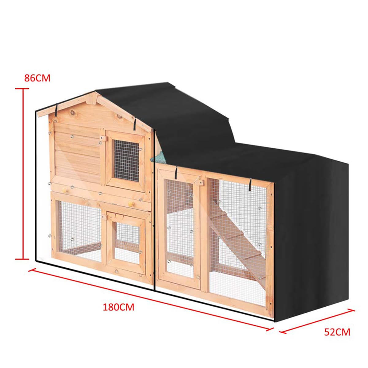 Dreieckige Stallabdeckung 210D Thermo 180x52x86cm Schwarz