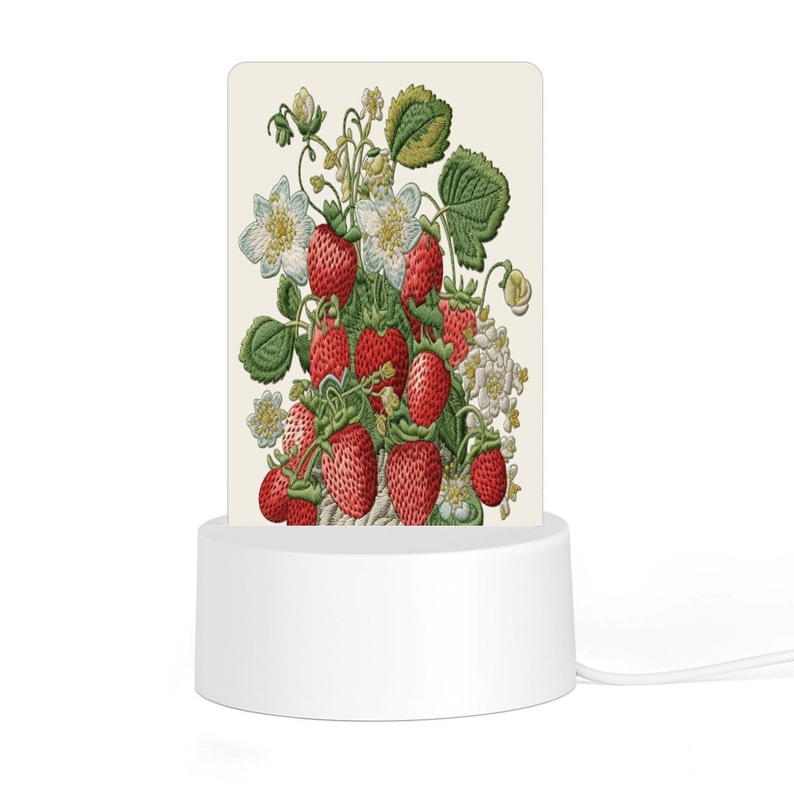 Adfgyerh Style Strawberry Embroidery Night Light Acrylic Material Easy Installation, Home Decor Usb Interface Power Supply, Lamp For Restaurant Bar Cafe Room Decor