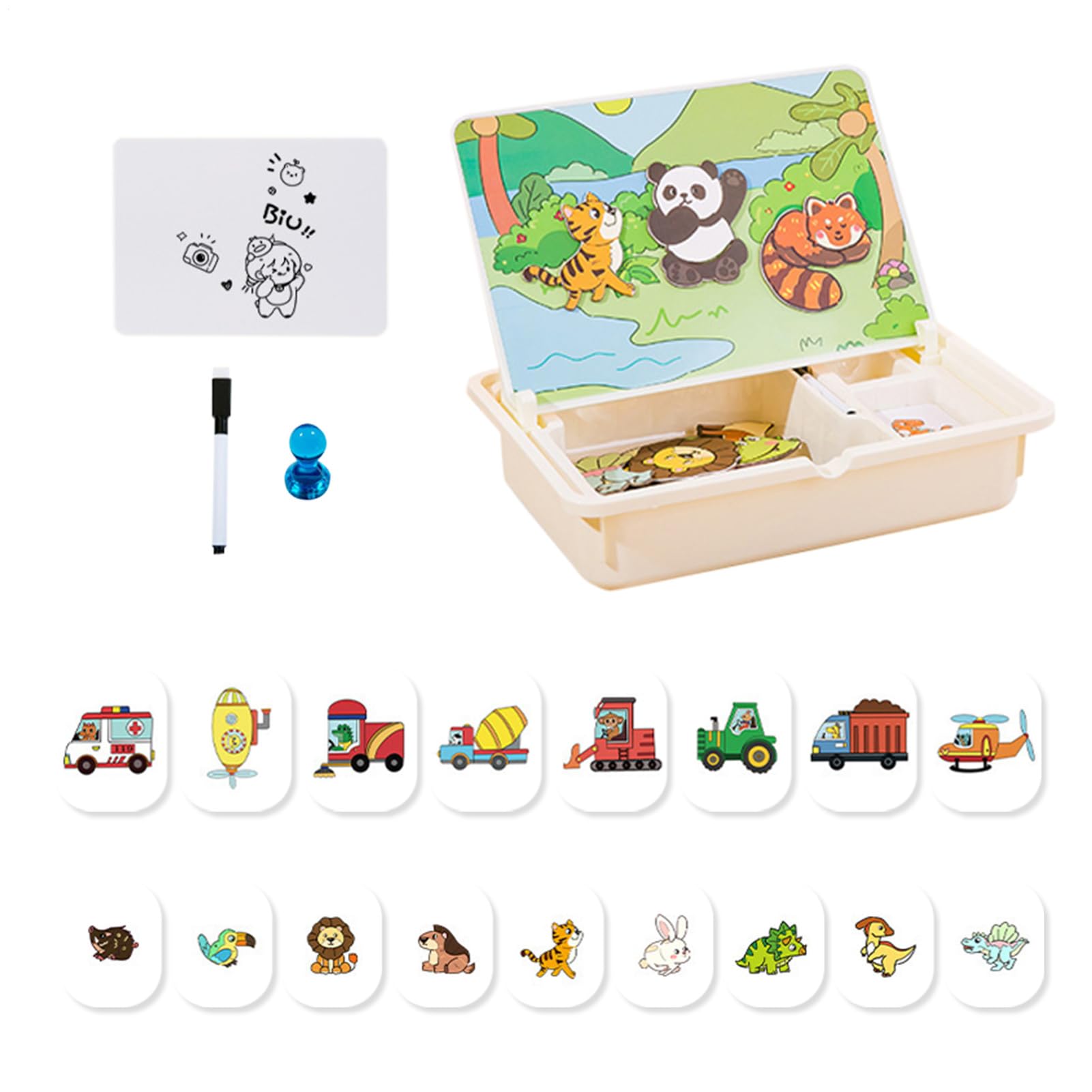 Magnetische – Bildpuzzle zum Zusammenbauen für Kleinkinder – kreative Aktivitäten für Reisen mit Transportbox für Mädchen Kindergarten