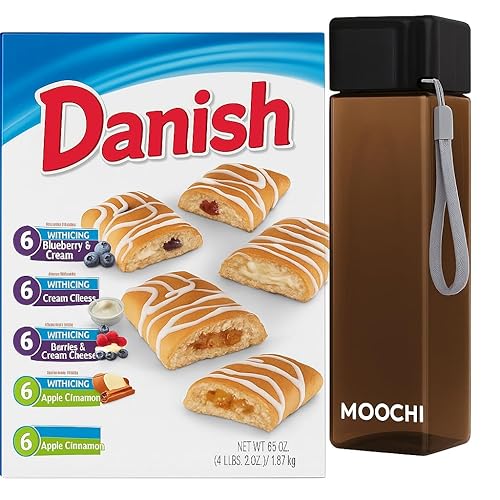 Miniatura 3 de Paquete variado de aperitivos de pastelería danesa con botella de agua reutilizable, 24 pasteles envueltos individualmente, paquete personalizado