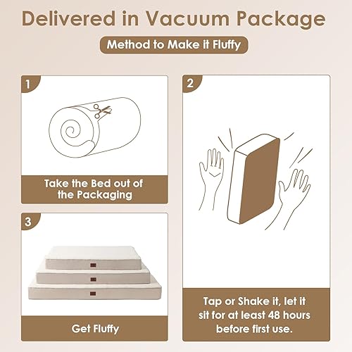 Miniatura 5 de EHEYCIGA Camas ortopédicas XXL para perros jumbo con funda extraíble lavable para jaula, camello, 47 x 29 pulgadas