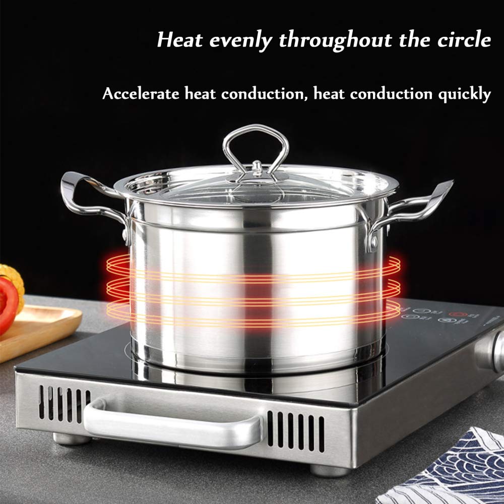 Pentola Cucina, Set pentole padelle, Set pentole antiaderenti a induzione, pentole multifunzionali la Cucina casa con Coperchio in Vetro Manico in Acciaio Inossidabile, 3 Pezzi