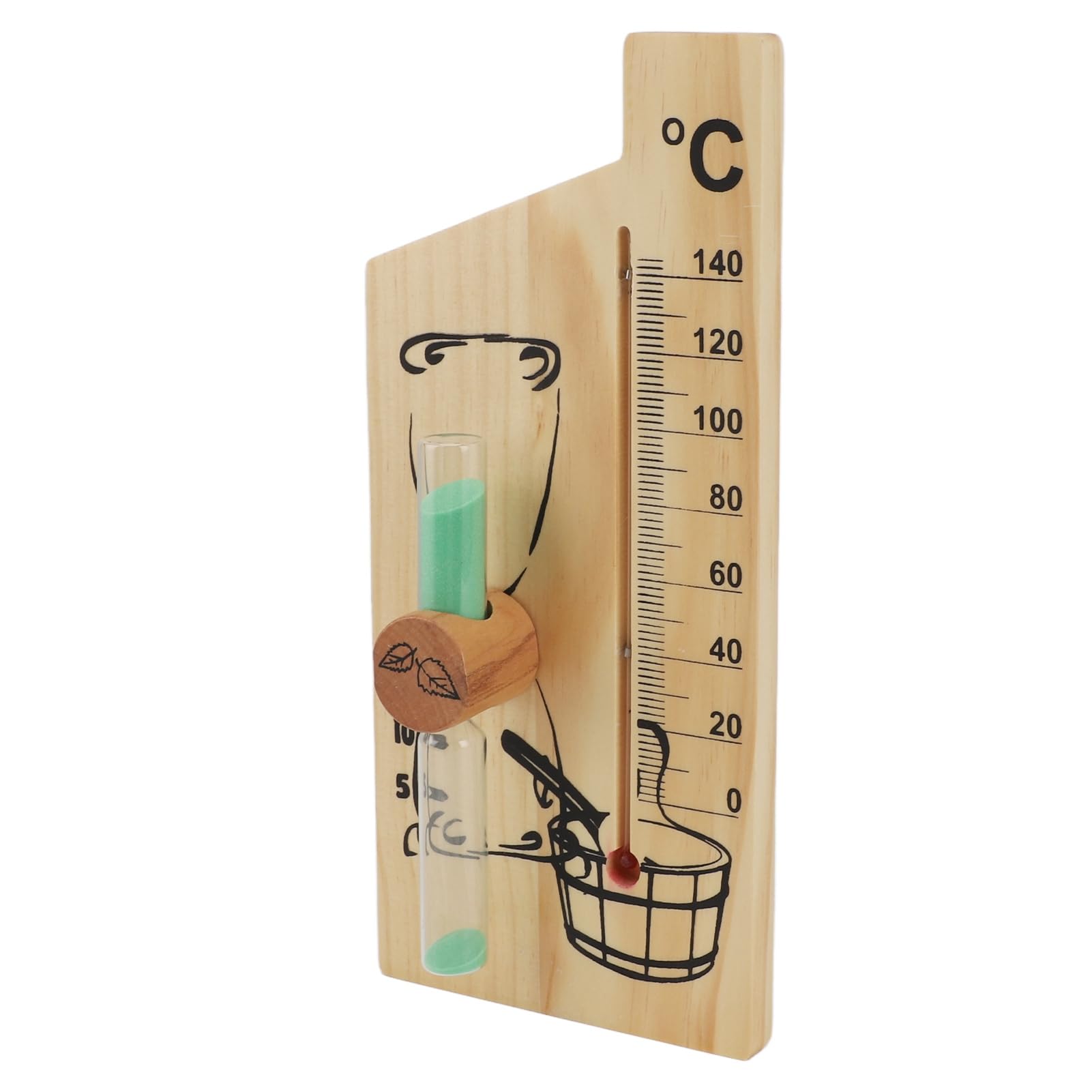 Dioche Sauna i Timer Termometr do Sauny Klepsydra 15-minutowy Zegar Piaskowy - Dokładny Wskaźnik Temperatury 0-140°C do Saun - Trwała Konstrukcja ze Złotego Drewna - Niezbędne Akcesoria Sauny