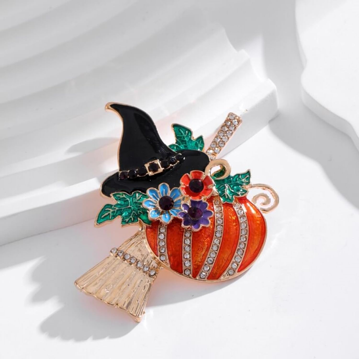 Pumpkin Brooch Pin for Women Halloween Fashion Enamel Crystal Leaf Pumpkin Brooches Dress Accessories Halloween Party Jewelry - Image 6
