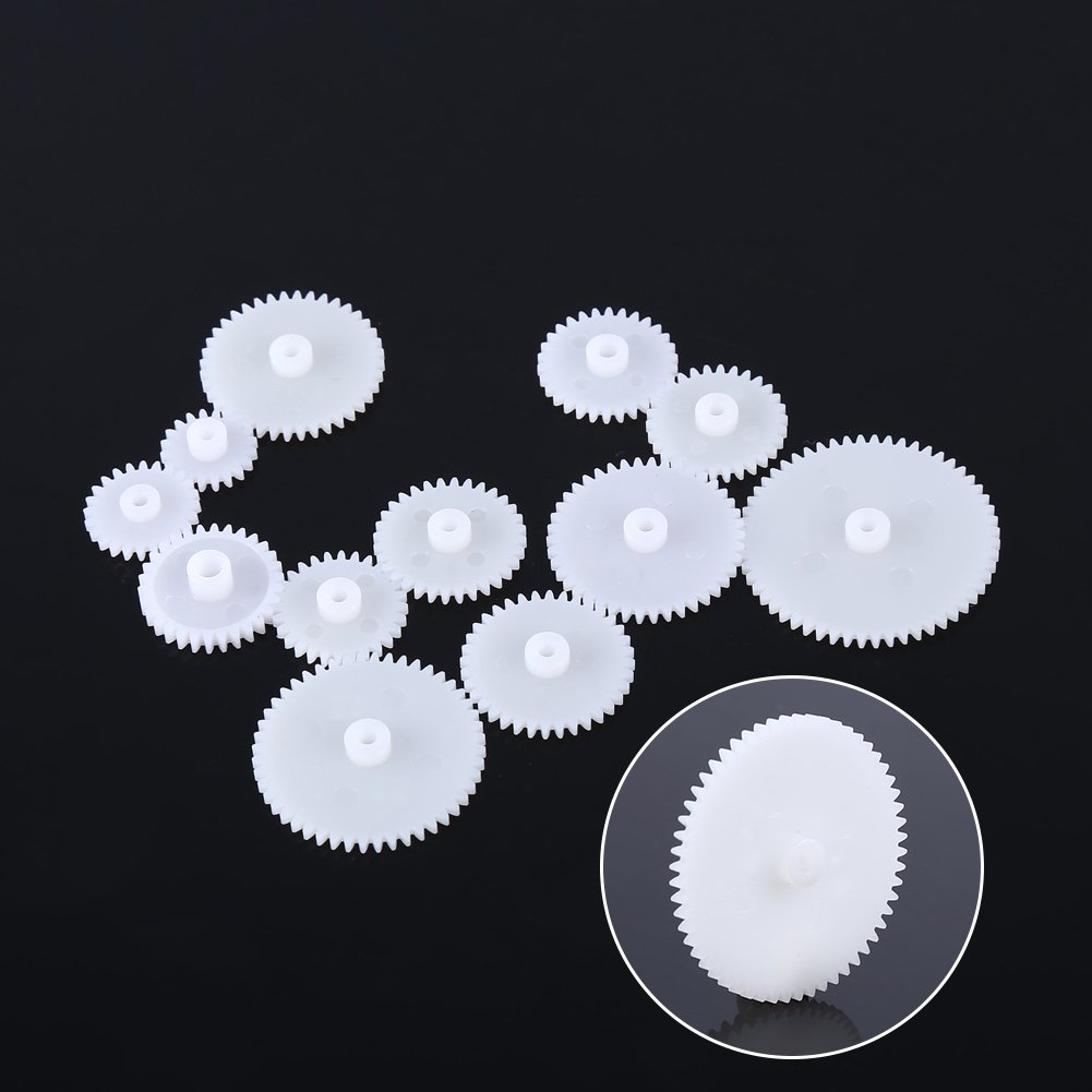 ALAMSCN 78 PCS Plastic Gear Kit Motor Gears Accessories Single Double Reduction Gear Set For Toy Motor Car Robot With Axle Wheel