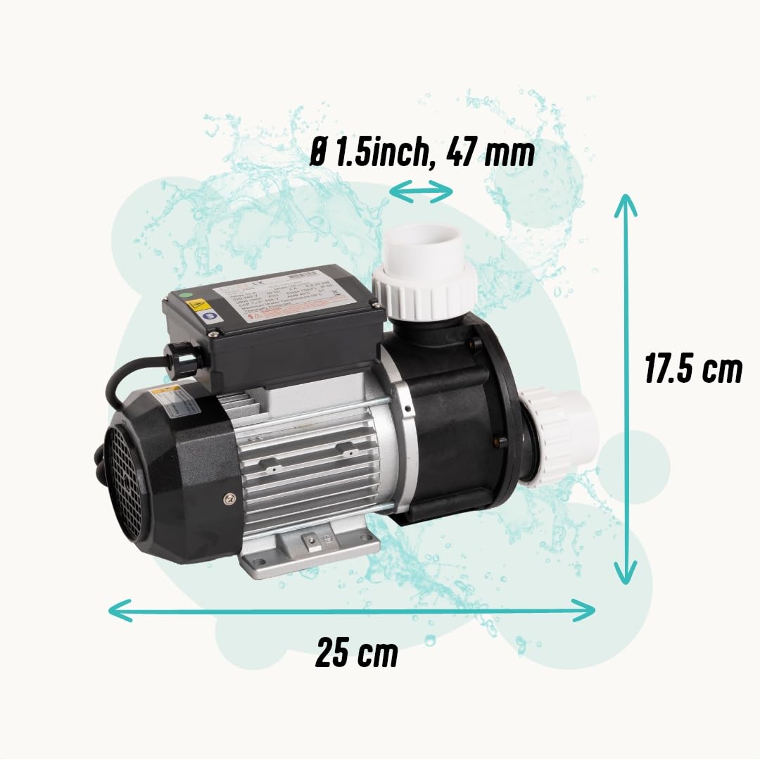 Livin Spa JA50 - Pompa di Circolazione per Piscina Idromassaggio 0,37 KW/0,5 HP, Filtro 180 l/min, Circolazione Dell'acqua con 230