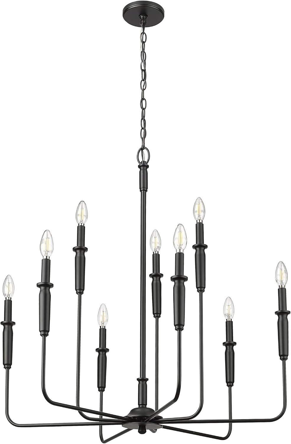 ML Lighting | Savanne Collection | 29309-MB | 9 Light Modern Centerpiece Chandelier Ceiling Light in Matte Black Finish | Perfect for Kitchens, Foyers, Hallways, Living Rooms or Entryways