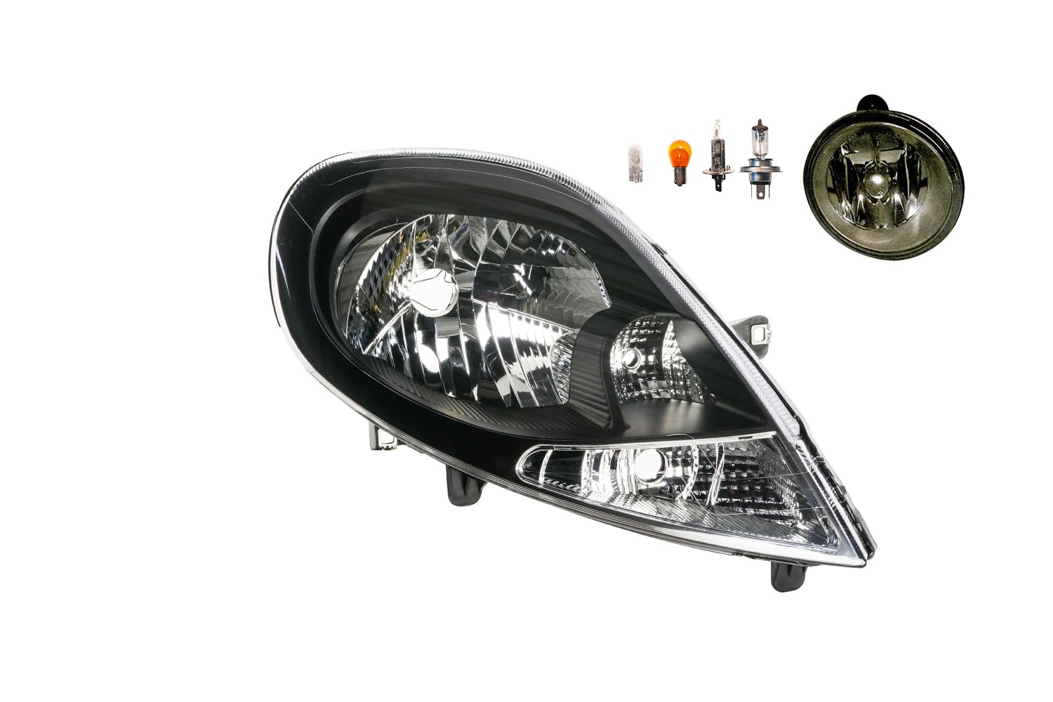 Johns, Faros delanteros halógenos delanteros principales aptos para Nissan Primastar 09/2006 - H4 derecho + faros antiniebla + bombilla