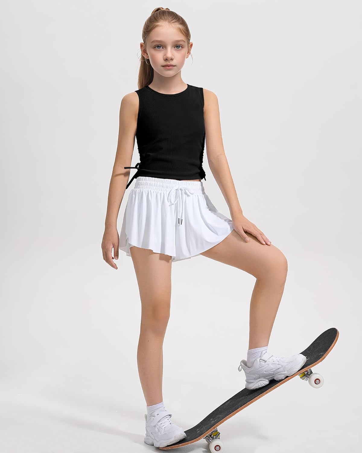 HASMES Girls Tank Tops Ribbed Knit Sleeveless Athletic Crop Tops for Kids Round Neck Dance Tops 5-14Y - Image 7