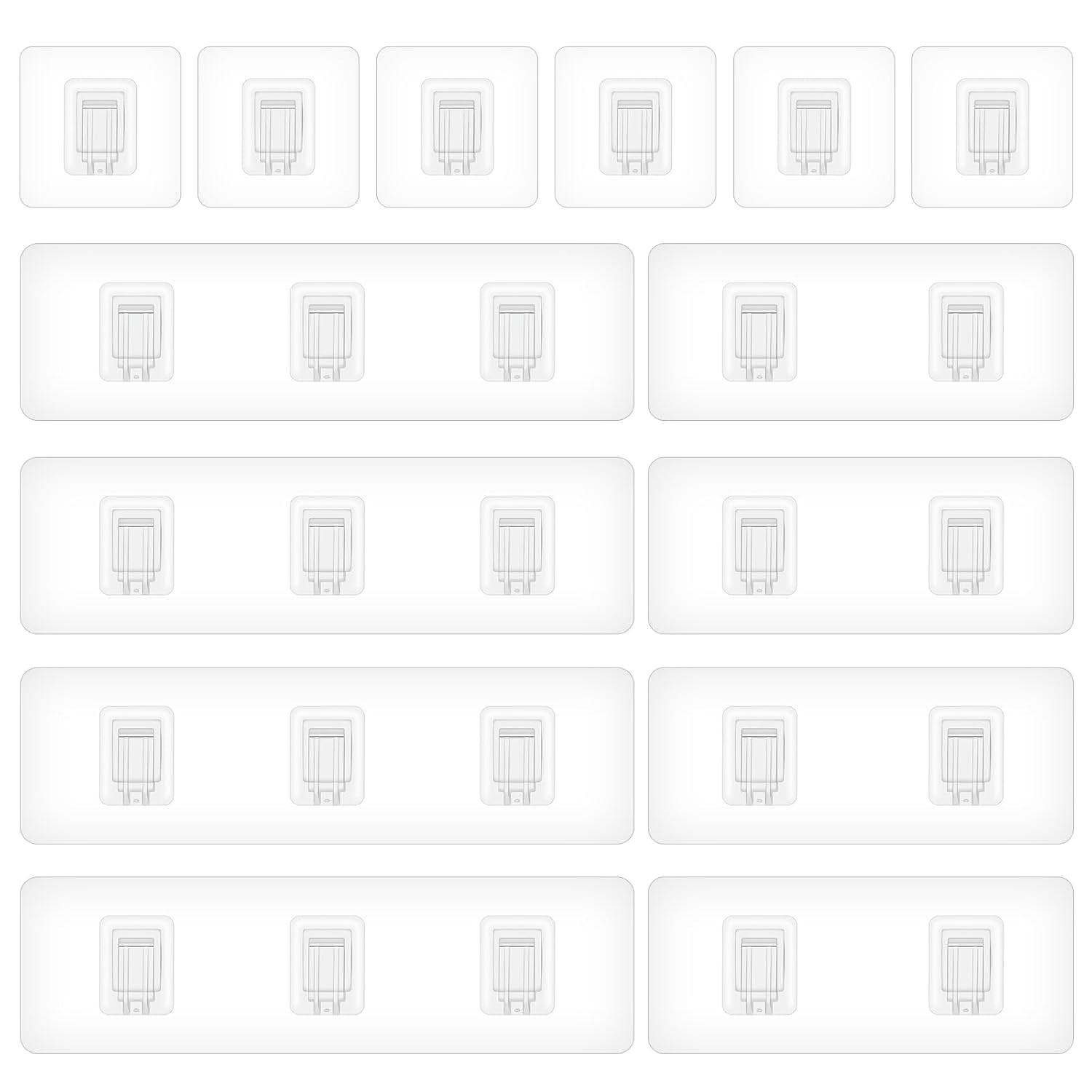 Xyembu 14 Packs Shower Caddy Adhesive Replacement Transparent Strong Adhesive Hooks Waterproof Shower Strips Flat Hooks for Bathroom