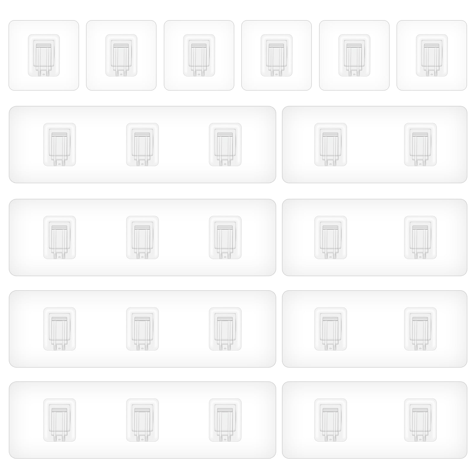 Xyembu 14 Packs Shower Caddy Adhesive Replacement Transparent Strong Adhesive Hooks Waterproof Shower Strips Flat Hooks for Bathroom