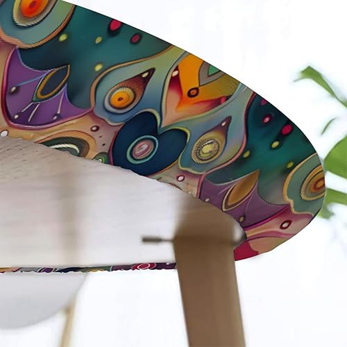 Vista 33 de Pardick Mantel redondo ajustable con diseño de flores de arte en acuarela con mantel elástico, mantel elástico redondo, impermeable, lavable, se