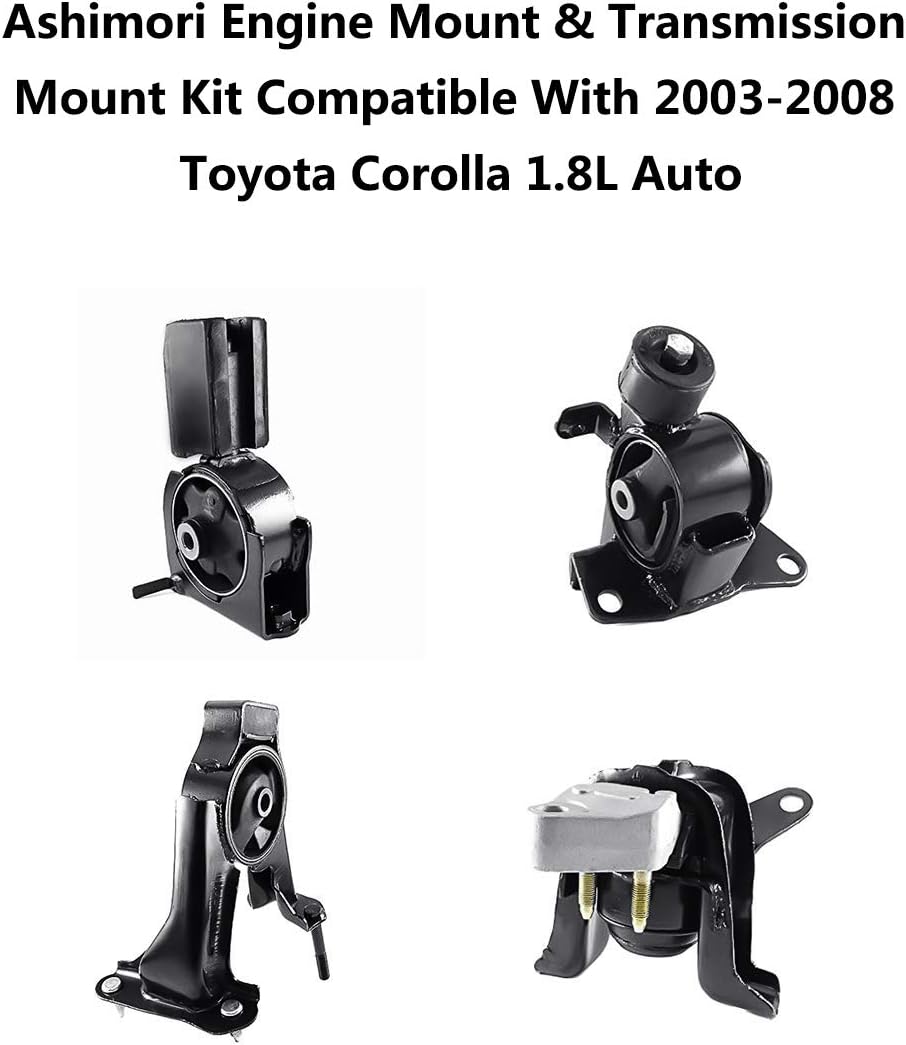 Compatible With 2003-2008 Toyota Corolla Matrix Pontiac Vibe 1.8L Auto Transmission Engine Motor Mount Set A4219 A4221 A4220 A4218