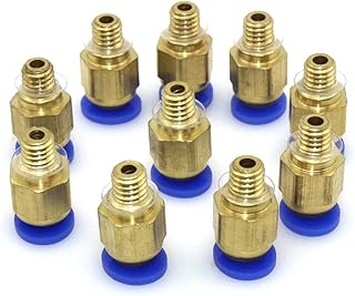 PC4-M6 Straight Fitting 4mm Thread M6 Connector for 3D Printer (Pack of 10 pcs)