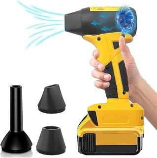 Cordless Leaf Blower, 130000RPM Portable Handheld Leaf Blower for Dewalt 18V-60V Battery, 4 Speed Compressed Air Blower for Car, Garden, Leaves, BBQ, Computer (Tools Only)