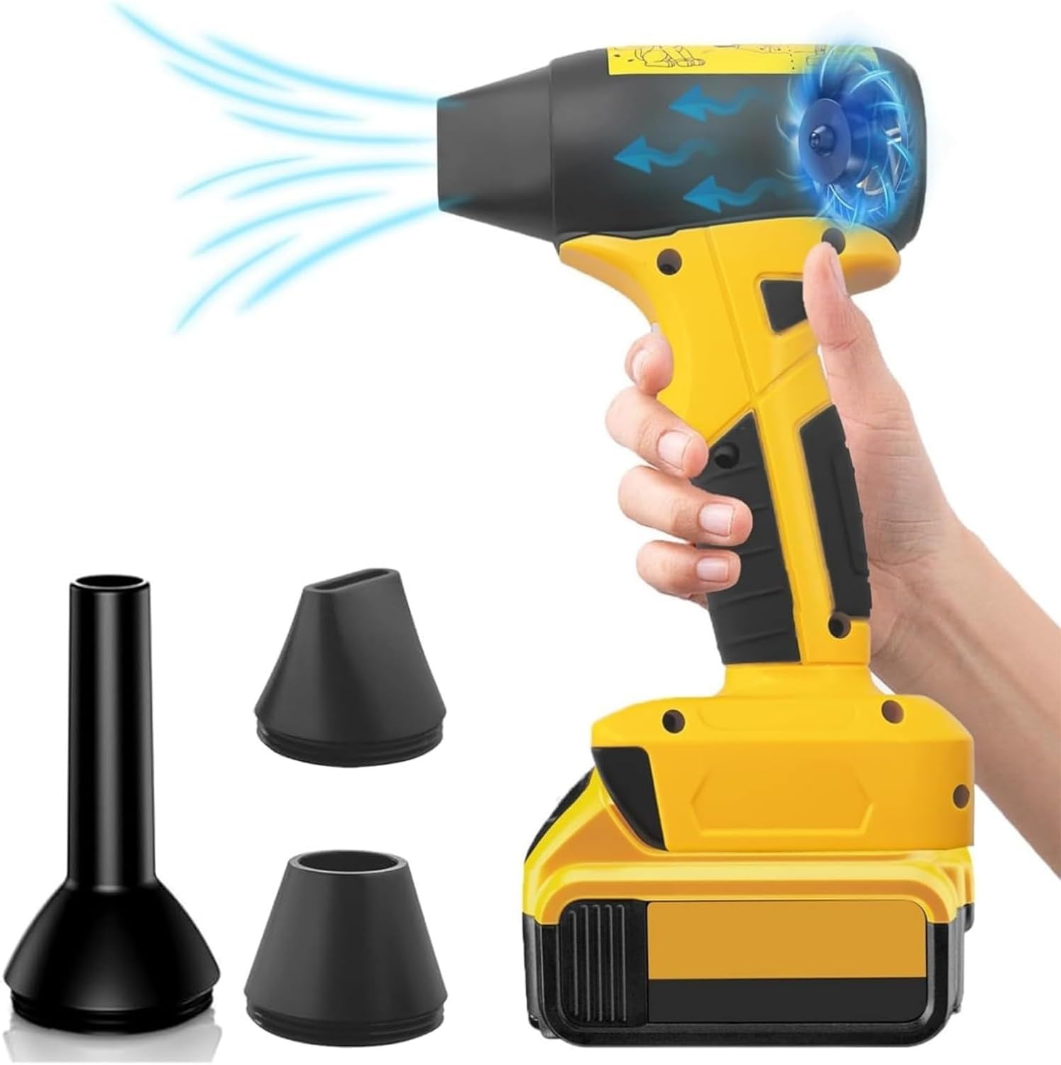 Cordless Leaf Blower, 130000RPM Portable Handheld Leaf Blower for Dewalt 18V-60V Battery, 4-Speed Compresssed Air Blower for Car Garden Leaf BBQ Computer(Bare Tool)
