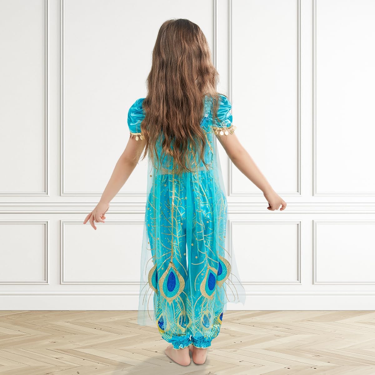 Miniatura 5 de EZDRESS Disfraz de princesa jazmín para niñas, disfraz de princesa árabe, disfraz de Halloween y cosplay