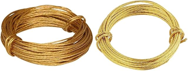 Merriway BH02242 Brass Number 1 Picture Wire, 6 Metres (19.5 feet), 6 kg (13 lb) Breakweight & Brass Number 2 Picture Wire, BH04070, 3 Metre (9.5 feet) x 1.1 mm, 18 kg (24l b), Breakweight