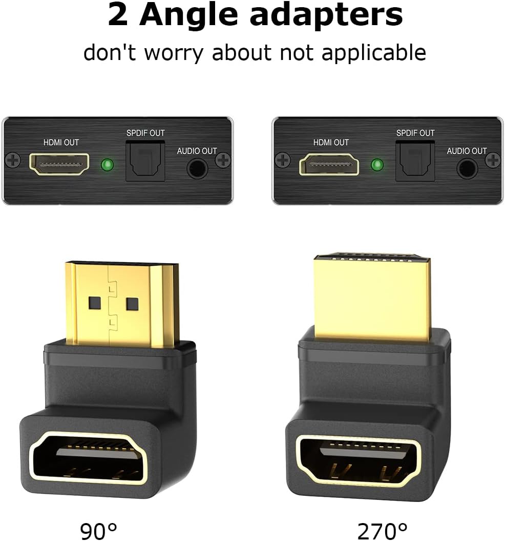 Sorthol 8K HDMI 90 Degree and 270 Degree Adapter, HDMI Right Angle Adapter Male to Female HDMI 2.1 8K@60Hz 4K@120Hz Cable Adapter for HDTV Switch Laptop PS4 PS5 Xbox : Electronics