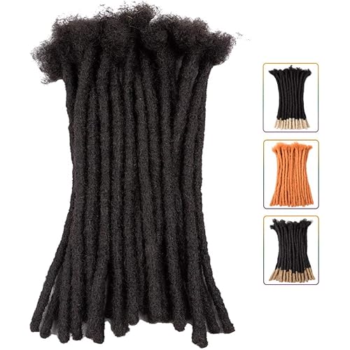 Teresa 12 Inch 35 Strands (Various Lengths) 100% Human Hair Afro Kinky Dreadlock Extensions for Man/Women,Full Head Handmade Permanent Human Loc Extension (Medium Size Width 0.8cm, Natual Black)