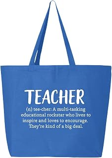 shop4ever Teacher Definition Heavy Canvas Jumbo Tote Reusable Shopping Bag Teachers Appreciation Gift