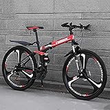 SANJIANG Bicicleta De Montaña Bicicleta Plegable De 21 Velocidades con Freno De Disco Doble para Adultos Y Adolescentes Bicicletas MTB De Suspensión Completa,A-10knifewheels-26inches