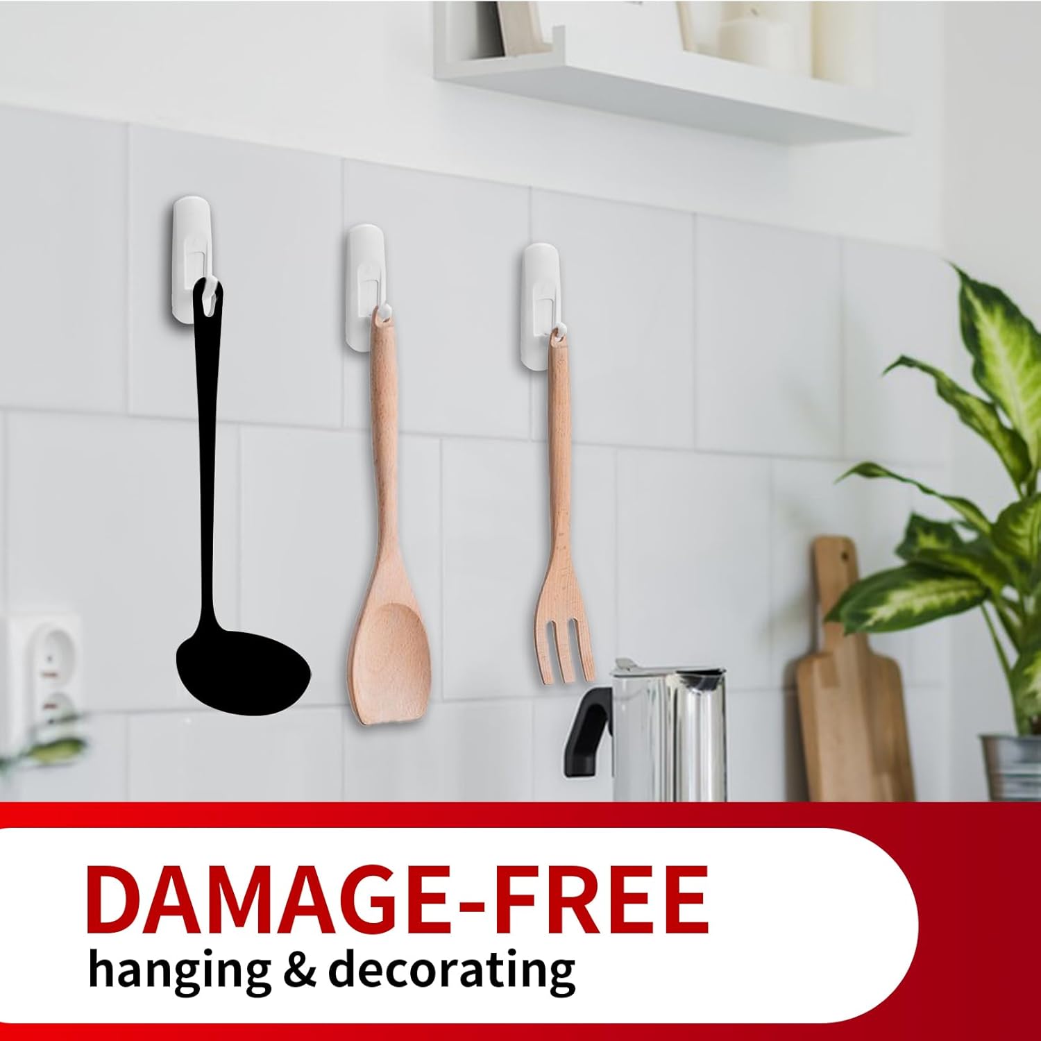 7Pcs Large Utility Hooks, Damage Free Hanging Wall Hooks with Adhesive Strips, No Tools Adhesive Hooks for Hanging Decorations