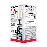 Satco S21275 5.5W LED Filament B11 Clear Light Bulbs, 3500K Neutral White, E12 Candelabra Base, 500 Lumen, 90 CRI, Dimmable, Wet Location, 6 Pack – view 8