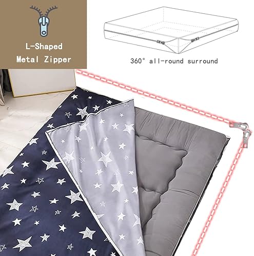 Miniatura 6 de Funda protectora de colchón para futón tradicional japonés con cremallera, algodón suave, extraíble, lavable a máquina, sin colchón, perfecta para