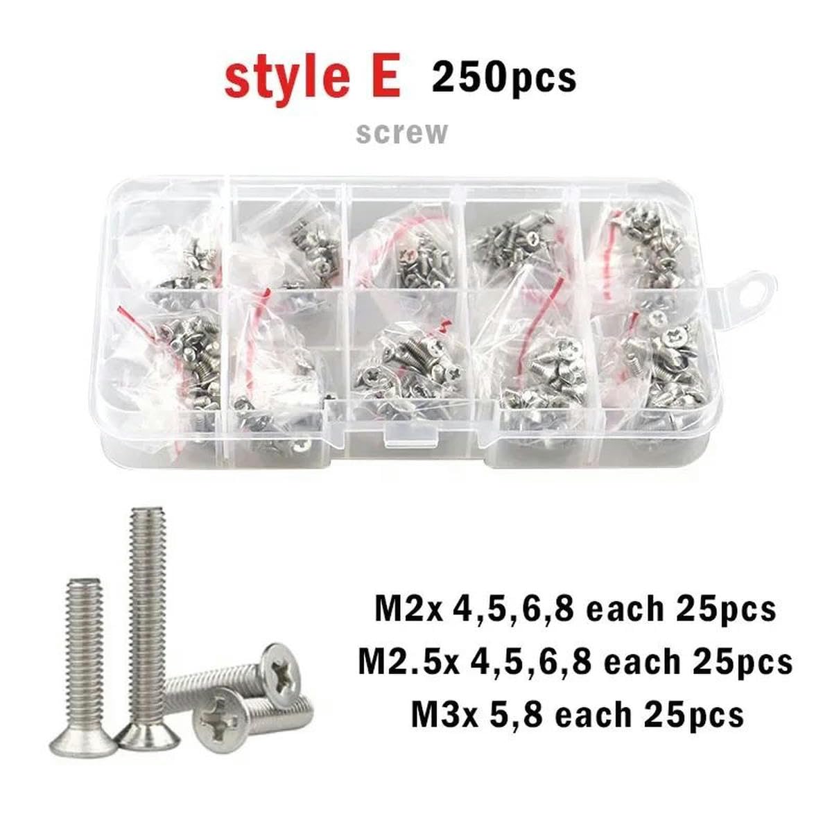 2100-250個 M1.6 M2 M2.5 M3 M4 M5 304 ステンレススチール ボルト フラット 皿頭 ねじ ナット ワ