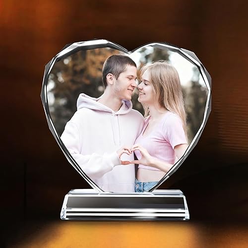 Miniatura 3 de Marco de fotos de cristal personalizado, retrato de fotos de cristal 3D personalizado con texto grabado, regalo ideal para mujeres, hombres, mamá,