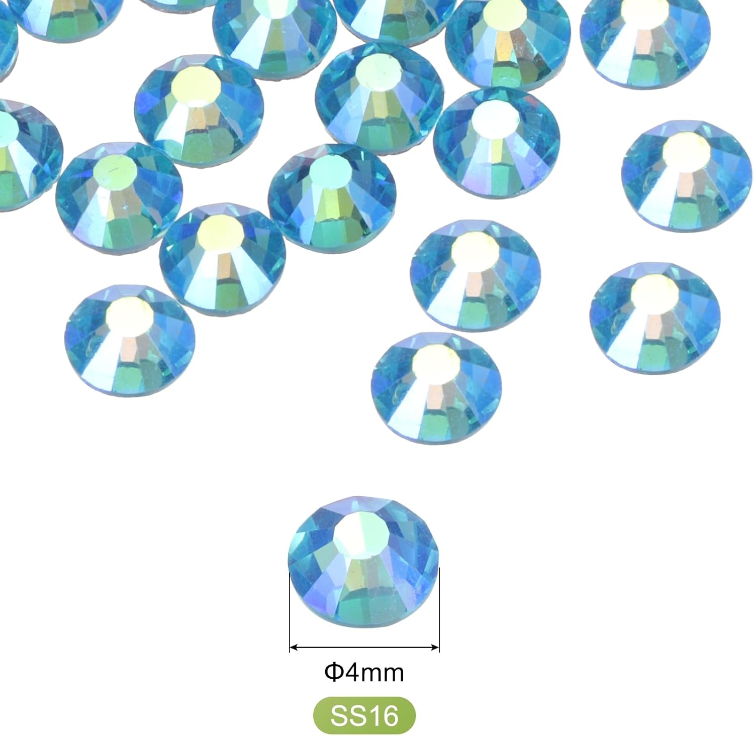 MECCANIXITY 1440 Pcs Hotfix Rhinestones Flatback Crystal Glass Gems for Crafts Clothes DIY Decoration(SS16 4mm, Bright Lake Blue) - Image 2