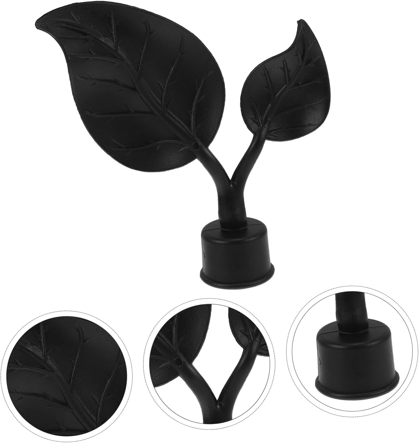 4pcs Decorative Curtain Rod Finials Leaf Design Plastic End Caps for Drapery Poles Office Window Treatments Wear Resistant for Living Room Bedroom Decor