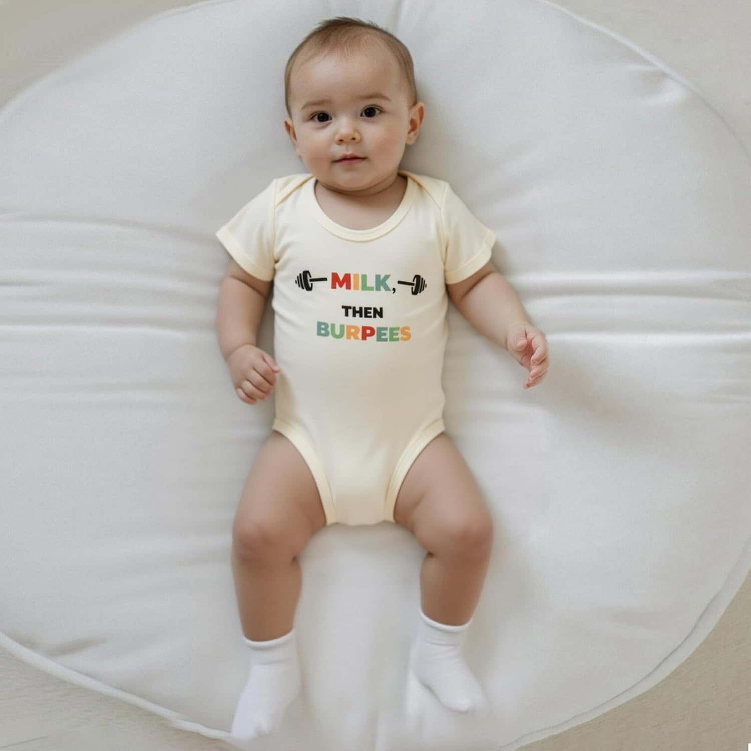 Canis Infant Newborn Baby Boys Girls Funny Letters Bodysuit Short Sleeve Neutral Baby Announcement Romper