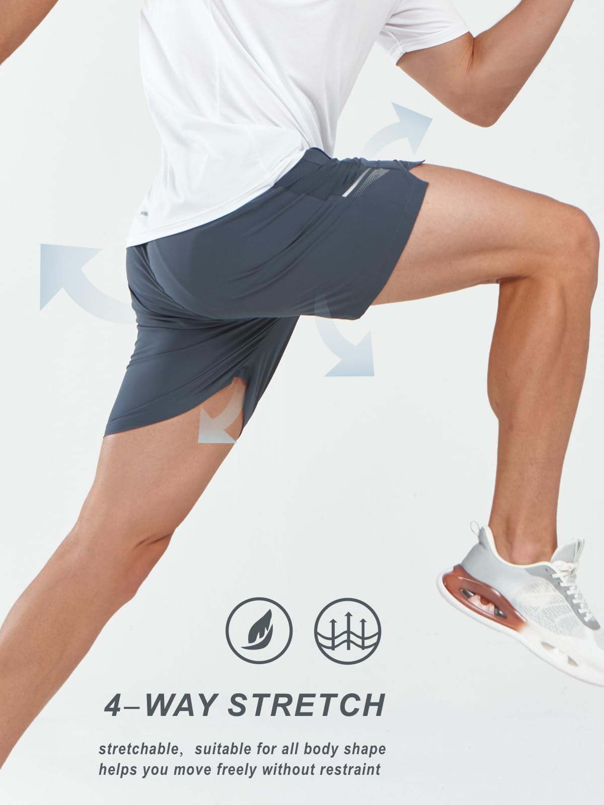 NORTHYARD Pantalones cortos deportivos para correr para hombre, 12,7 cm, de secado rápido, ligeros, con bolsillos con cremallera, gimnasio, entrenamiento activo