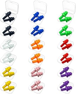 Earplugs for Sleeping, 18 Pairs Silicone Ear Plugs for Swimming Clear Cases Noise Reduction for Learning, Hearing Protection, Concerts, Airplanes, Shooting for Woman, Man, Kids (18s)