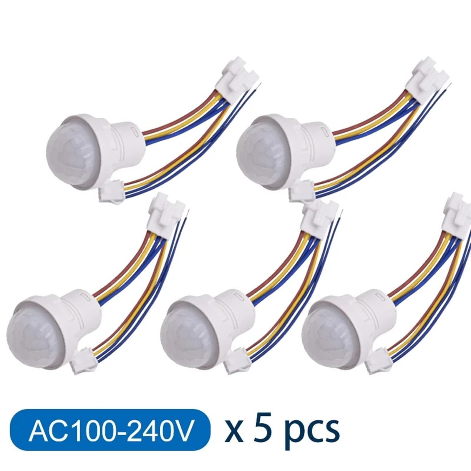 Sensor de luz automático de movimiento infrarrojo, interruptor Detector IR, 12V, 24V, CC, 110V, 220V, CA, lámpara nocturna con detección de movimiento humano, 5 uds.(5pcs 100-240VAC)