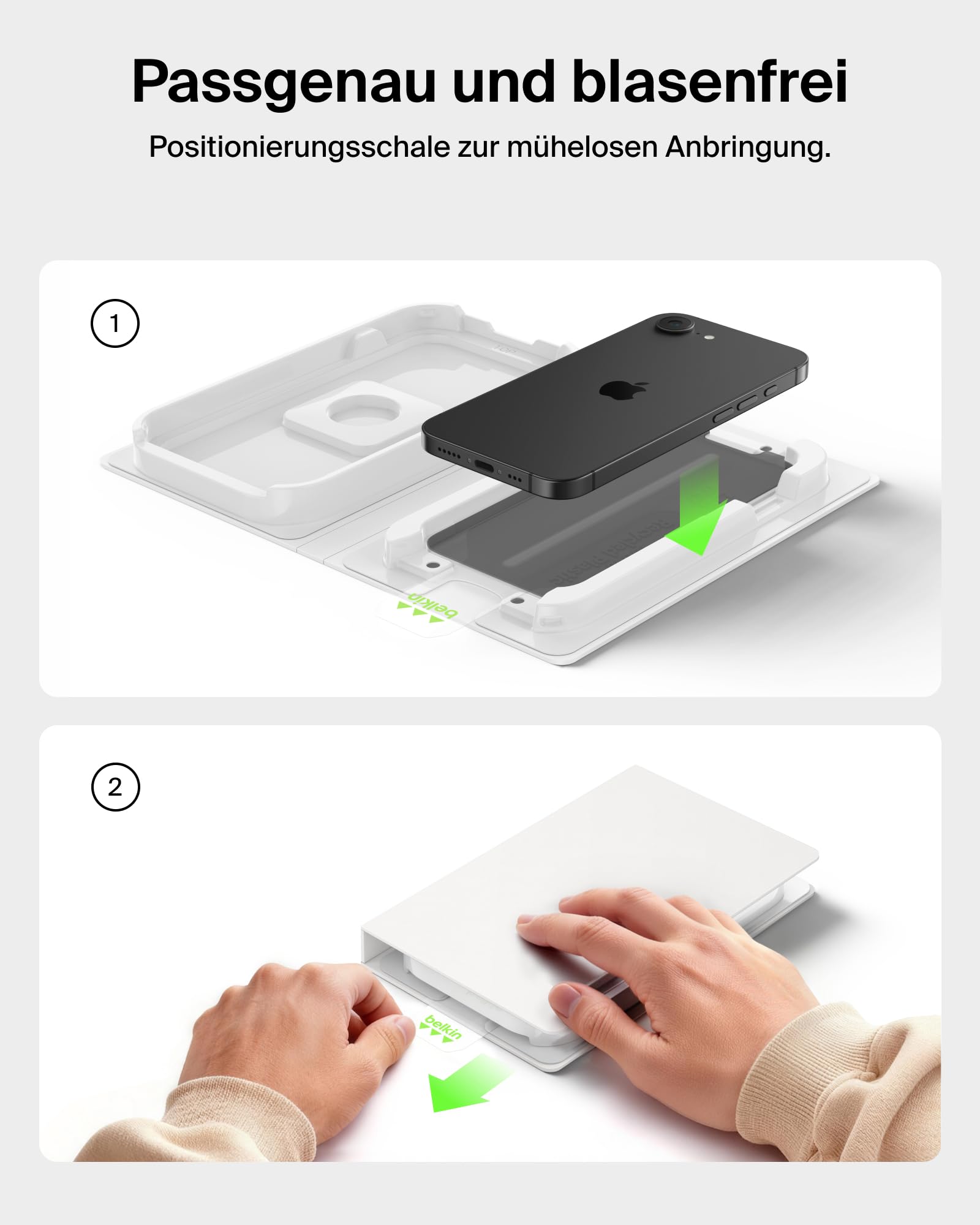 Belkin Titan SmartShield Sichtschutz für iPhone 17e, Kratzfester Stoßschutz, Anti-Fingerprint, Geeignet für Hüllen, Ultradünne Schutzglas mit Positionierungsschale zur Anbringung