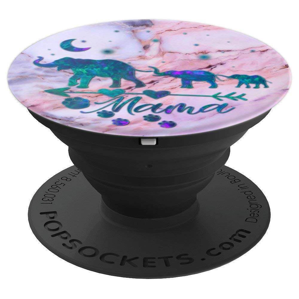 ASBPOD StoreTeal Blue Purple Mama Elephant Two Babies Pink Gray Blue PopSockets Adhesive PopGrip