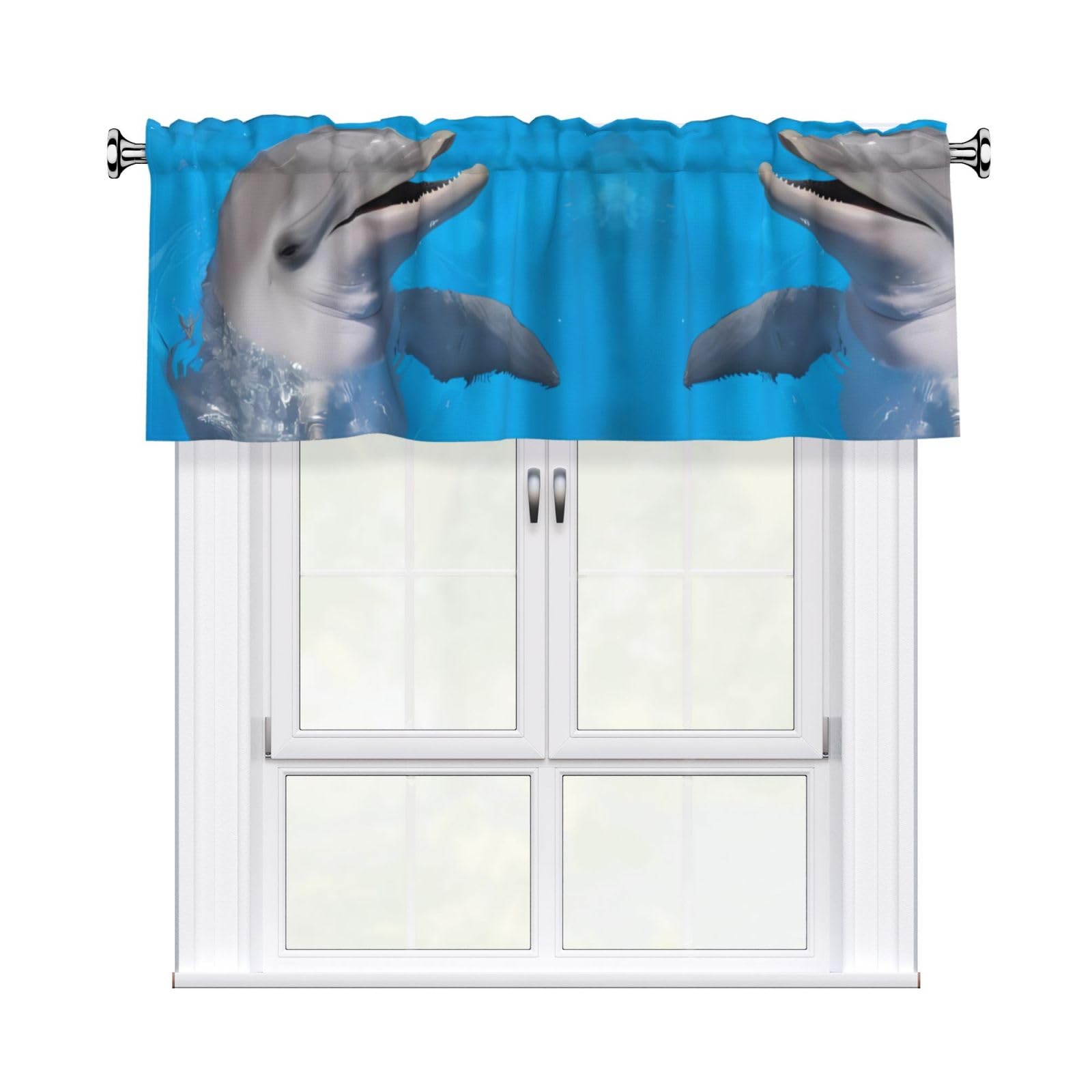 WHJSSF Dolphin with a Smile Prints Housewarming Gift – Peach Skin Window Valance 54x18 for a Cozy Kitchen Refresh