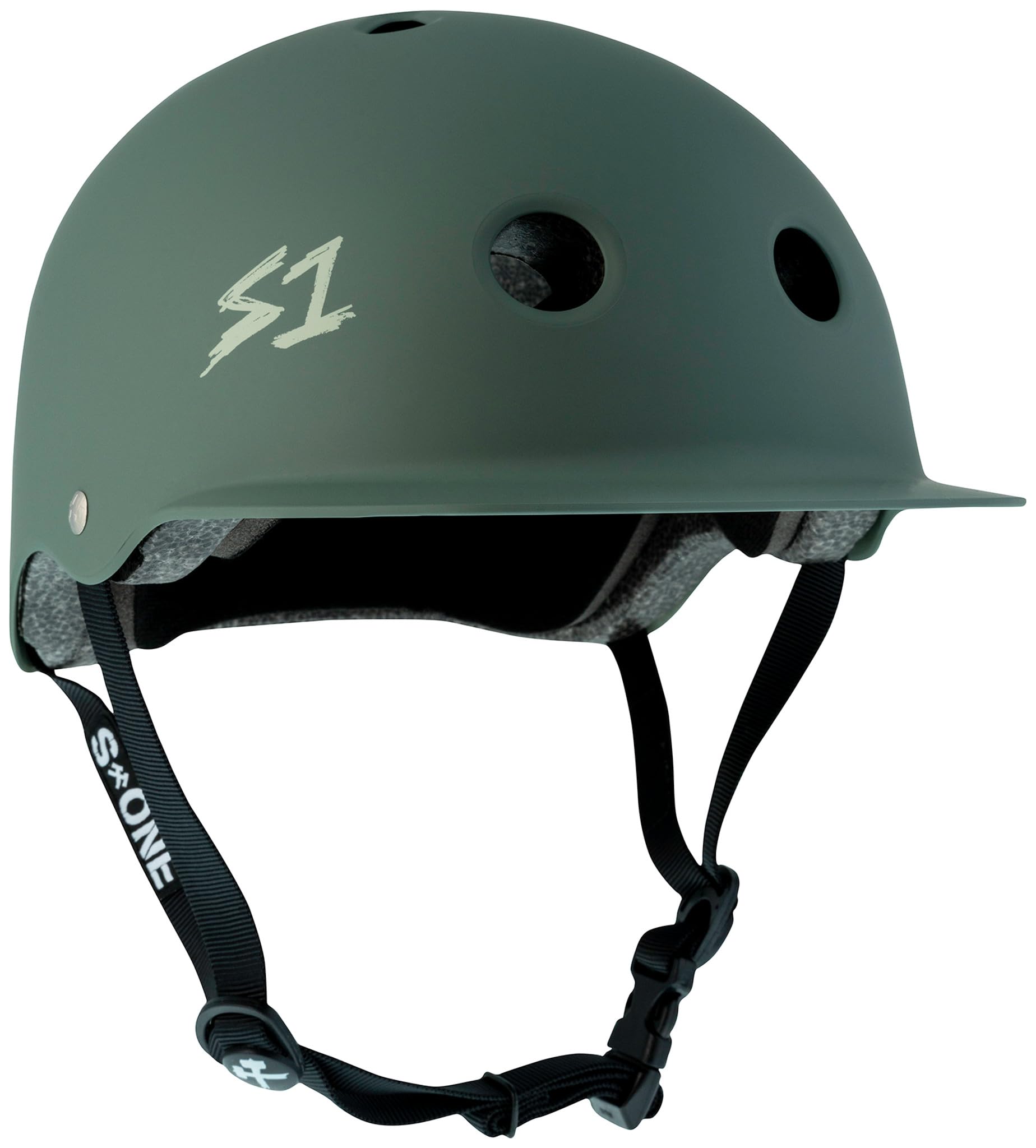 S1 Lifer Brim Helmet for Skateboarding, BMX, and Roller Skating - EPS Fusion Foam, CPSC & ASTM Certified - Ambush Green Matte Medium (54.6 cm)